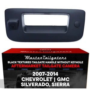 Black Tailgate Handle with Backup Camera Replacement for Chevrolet Silverado/GMC Sierra (2007-2014) + Key Hole Plug IP68 Waterproof Parking Grid Lines Available Easy Install Black Tailgate Handle with Backup Camera Replacement for Chevrolet Silverado/GMC Sierra (2007-2014) + Key Hole Plug IP68 Waterproof Parking Grid Lines Available Easy Install