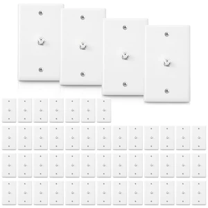 50 Pcs 1 Port TV Cable Wall Plate with F Connector, White Single Gang Covers for Rg6 Coaxial Cable, F Type Connector, Wall Mount Video Jack Outlets, Home Theater Management 50 Pcs 1 Port TV Cable Wall Plate with F Connector, White Single Gang Covers for Rg6 Coaxial Cable, F Type Connector, Wall Mount Video Jack Outlets, Home Theater Management