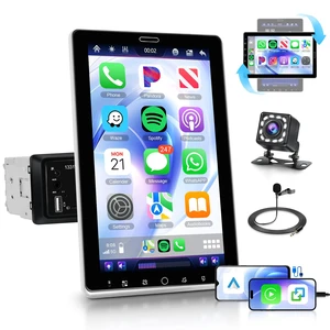 2026 Upgraded 10.1" Rotatable Touch Screen Single Din Car Stereo Wireless CarPlay & Android Auto AM FM Bluetooth 5.2 16-Band EQ Backup Camera SWC/USB/TF/Mirror Link 2026 Upgraded 10.1" Rotatable Touch Screen Single Din Car Stereo Wireless CarPlay & Android Auto AM FM Bluetooth 5.2 16-Band EQ Backup Camera SWC/USB/TF/Mirror Link