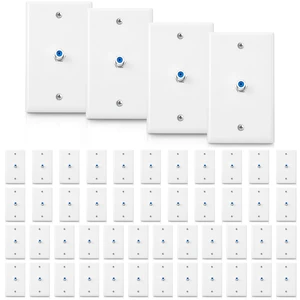 50 Pcs 1 Port TV Cable Wall Plate with F Connector, Blue Single Gang Covers for Rg6 Coaxial Cable, F Type Connector, Wall Mount Video Jack Outlets, Home Theater Management 50 Pcs 1 Port TV Cable Wall Plate with F Connector, Blue Single Gang Covers for Rg6 Coaxial Cable, F Type Connector, Wall Mount Video Jack Outlets, Home Theater Management