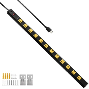 2-Pack 12 Outlet Metal Power Strip, 1020J Surge, ETL Listed All-Metal Housing, 15ft 14AWG Cord, Straight Plug, Wall Mountable, Industrial Heavy Duty, Workshop, Garage 2-Pack 12 Outlet Metal Power Strip, 1020J Surge, ETL Listed All-Metal Housing, 15ft 14AWG Cord, Straight Plug, Wall Mountable, Industrial Heavy Duty, Workshop, Garage