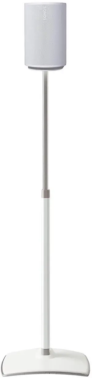 Speaker Stand for Sonos Era 100 Speakers - Height Adjustable Single Stand w/Easy 3 Step Install - Includes Rubber Feet & Carpet Spikes - White Speaker Stand for Sonos Era 100 Speakers - Height Adjustable Single Stand w/Easy 3 Step Install - Includes Rubber Feet & Carpet Spikes - White