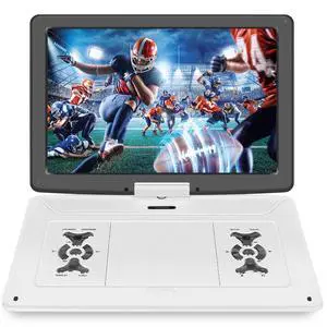 17.9" Portable DVD Player with 15.6 Large HD Screen, 6Hrs Play, DVD Player Portable with Dual Speaker, Last Memory, Support SYNC TV/USB/SD Card, Play All Discs Format Except Blu-ray, White 17.9" Portable DVD Player with 15.6 Large HD Screen, 6Hrs Play, DVD Player Portable with Dual Speaker, Last Memory, Support SYNC TV/USB/SD Card, Play All Discs Format Except Blu-ray, White