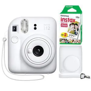 Instax Mini 12 Instant Camera Clay White + Minimate Custom Case + Fuji Instax Film 20 Sheets Twin Pack Instax Mini 12 Instant Camera Clay White + Minimate Custom Case + Fuji Instax Film 20 Sheets Twin Pack