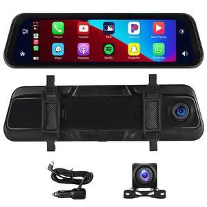 2.5K Rear View Mirror Dash Cam Backup Camera,in-Mirror Smart 9.66 Inch IPS Touch Screen Front&Rear Mirror Camera,Car Players Wireless CarPlay&Android Auto for Cars Trucks,Parking Monitoring,64GB Card 2.5K Rear View Mirror Dash Cam Backup Camera,in-Mirror Smart 9.66 Inch IPS Touch Screen Front&Rear Mirror Camera,Car Players Wireless CarPlay&Android Auto for Cars Trucks,Parking Monitoring,64GB Card