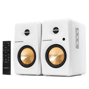 Prosonic BT30 White Bookshelf Speakers - Active Bluetooth 5.3 Powered Studio Monitors, 80W Desktop Computer Audio System with Optical/Coaxial/Aux for Turntable, Home Theater, TV & PC Prosonic BT30 White Bookshelf Speakers - Active Bluetooth 5.3 Powered Studio Monitors, 80W Desktop Computer Audio System with Optical/Coaxial/Aux for Turntable, Home Theater, TV & PC