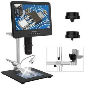 LM249MS 3 Lens 10.1" HDMI Digital Microscope 2000X Soldering Microscope Camera for Electronic Repair, 13" Boom Arm Stand, UHD 2160P Video Coin Microscope Full View Coins, 32GB, Windows LM249MS 3 Lens 10.1" HDMI Digital Microscope 2000X Soldering Microscope Camera for Electronic Repair, 13" Boom Arm Stand, UHD 2160P Video Coin Microscope Full View Coins, 32GB, Windows