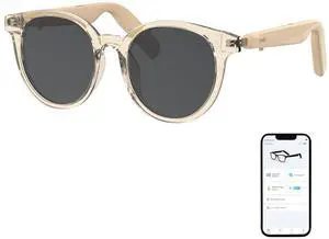 Smart Glasses - Translucent Beige Frames, 100% UV & Glare Protection. Bluetooth AI Music Glasses for Men & Women with Polarized Lenses, AI Translator, 11H Battery Life, for Travel & Daily Smart Glasses - Translucent Beige Frames, 100% UV & Glare Protection. Bluetooth AI Music Glasses for Men & Women with Polarized Lenses, AI Translator, 11H Battery Life, for Travel & Daily