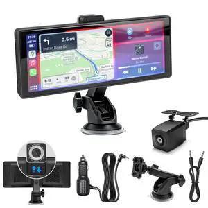 Wireless Carplay Screen for Car 10.26" Portable Touchscreen Car Stereo for Apple Carplay & Android Auto with 4K 360 Rotation Dash Cam & 1080P Backup Camera, Mirror Link, Siri, GPS Navigation, FM Wireless Carplay Screen for Car 10.26" Portable Touchscreen Car Stereo for Apple Carplay & Android Auto with 4K 360 Rotation Dash Cam & 1080P Backup Camera, Mirror Link, Siri, GPS Navigation, FM