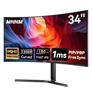 34 Inch Ultrawide Gaming Monitor - 21:9 WQHD 3440 x 1440 R1500 Curved Computer Monitor for Gamer, 180Hz,1ms, AMD FreeSync, PIP/PBP, Crosshair, TÜV Eye Care, HDMI 2.0 & DP1.4, Tilt/Height/Swivel Stand 34 Inch Ultrawide Gaming Monitor - 21:9 WQHD 3440 x 1440 R1500 Curved Computer Monitor for Gamer, 180Hz,1ms, AMD FreeSync, PIP/PBP, Crosshair, TÜV Eye Care, HDMI 2.0 & DP1.4, Tilt/Height/Swivel Stand