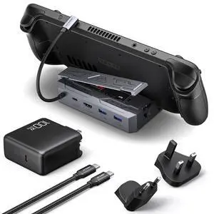 Steam Deck Dock with 100W Charger, 6-in-1 M.2 Docking Station for Steam Deck/ROG Ally, 4K@60Hz HDMI, Gigabit Ethernet, PD 100W, 10Gbps USB A&C 3.2, M.2 Slot (Up to 2TB)-HB0604 (SSD Not Included) Steam Deck Dock with 100W Charger, 6-in-1 M.2 Docking Station for Steam Deck/ROG Ally, 4K@60Hz HDMI, Gigabit Ethernet, PD 100W, 10Gbps USB A&C 3.2, M.2 Slot (Up to 2TB)-HB0604 (SSD Not Included)