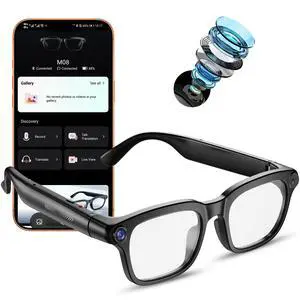 Ai Smart Glasses with Camera, 4K 8MP HD Photo and Video Recording with Real-Time Translation/Object Recognition/AI Voice Q&A/Recording, Calls and Music, UV & Blue Light Protection, Clear Lens Ai Smart Glasses with Camera, 4K 8MP HD Photo and Video Recording with Real-Time Translation/Object Recognition/AI Voice Q&A/Recording, Calls and Music, UV & Blue Light Protection, Clear Lens