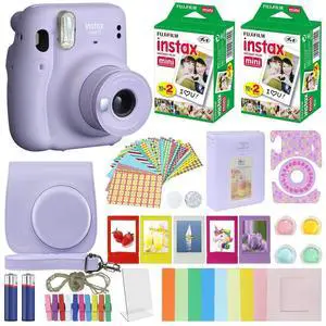 Instax Mini 11 Instant Camera + MiniMate Accessories Bundle + Fuji Instax Film Value Pack (40 Sheets) Accessories Bundle, Color Filters, Album, Frames (Lilac Purple, Standard Packaging) Instax Mini 11 Instant Camera + MiniMate Accessories Bundle + Fuji Instax Film Value Pack (40 Sheets) Accessories Bundle, Color Filters, Album, Frames (Lilac Purple, Standard Packaging)