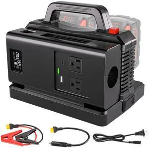500W Pure Sine Wave Power Inverter for Milwaukee M18 18V Battery, 2-Ports DC 18V to AC(2 Outlets) 120V Car Charger Plug Inverter Adapter Converter for Camping, Emergencies(Tool Only) 500W Pure Sine Wave Power Inverter for Milwaukee M18 18V Battery, 2-Ports DC 18V to AC(2 Outlets) 120V Car Charger Plug Inverter Adapter Converter for Camping, Emergencies(Tool Only)