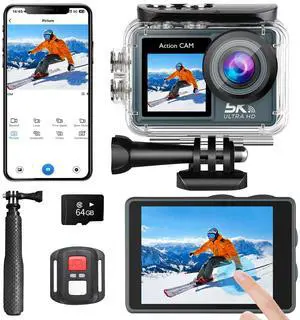 Action Camera 5K 30FPS 20MP Waterproof Camera 100FT Underwater EIS Sports Cam with Touch Screen, 170° Wide Angle, Remote Control, WiFi, 5X Zoom for Snorkeling, Diving, Cycling, and Vlogging Action Camera 5K 30FPS 20MP Waterproof Camera 100FT Underwater EIS Sports Cam with Touch Screen, 170° Wide Angle, Remote Control, WiFi, 5X Zoom for Snorkeling, Diving, Cycling, and Vlogging