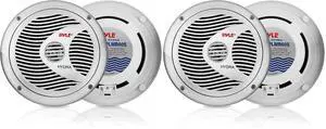 6.5 Dual Marine Speakers - 2 Way Waterproof and Weather Resistant Outdoor Audio Stereo Sound System with 150 Watt Power, Polyprone Cone and Cloth Surround - 1 Pair - PLMR60S (Silver) 6.5 Dual Marine Speakers - 2 Way Waterproof and Weather Resistant Outdoor Audio Stereo Sound System with 150 Watt Power, Polyprone Cone and Cloth Surround - 1 Pair - PLMR60S (Silver)