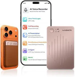 WaveNote AI Voice Recorder, Transcribe & Summarize Recorder, 42 Hours Continuous Recording, Support 112 Languages, 64GB AI Recorder for Meetings, Lectures, Calls,Multi-Speaker Voice Recognition WaveNote AI Voice Recorder, Transcribe & Summarize Recorder, 42 Hours Continuous Recording, Support 112 Languages, 64GB AI Recorder for Meetings, Lectures, Calls,Multi-Speaker Voice Recognition
