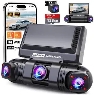 Dash Cam Front and Rear 360 Dashcam 4 Channel Car Camera Dash Camera for Cars, QHD 2K+1080P*3 Camara with 128GB Card, 5G WiFi &APP Control, Night Vision/G-Sensor, 168°Wide Angle, Parking Mode Dash Cam Front and Rear 360 Dashcam 4 Channel Car Camera Dash Camera for Cars, QHD 2K+1080P*3 Camara with 128GB Card, 5G WiFi &APP Control, Night Vision/G-Sensor, 168°Wide Angle, Parking Mode