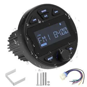 Marine Boat Stereo Receiver, Waterproof Boat Stereo Radio System, Marine Digital MP3 Player, No CD Player, 3" LCD Display, AM/FM Radio, USB Port, BT, AUX Subwoofer for Boat ATV UTV Off-Road Vehicles Marine Boat Stereo Receiver, Waterproof Boat Stereo Radio System, Marine Digital MP3 Player, No CD Player, 3" LCD Display, AM/FM Radio, USB Port, BT, AUX Subwoofer for Boat ATV UTV Off-Road Vehicles