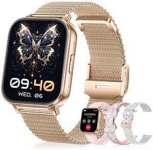 Smart Watch for Women,1000mAh Battery Answer/Make Call,1.85'' Fitness Watch with Heart Rate/SpO2/Sleep Monitor/Health Cycle/Activity Tracker/120+ Sport for Android/iOS Compatible(4 Straps, Rose Gold) Smart Watch for Women,1000mAh Battery Answer/Make Call,1.85'' Fitness Watch with Heart Rate/SpO2/Sleep Monitor/Health Cycle/Activity Tracker/120+ Sport for Android/iOS Compatible(4 Straps, Rose Gold)