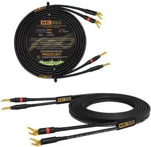 15 Foot WBC-GOLD-LOCAP-SPKR-10 AWG - Low-Capacitance - Low-Inductance - High Purity OFC - Audiophile HiFi Speaker Cable Pair with Eminence Gold Banana (x2) & Spade (x2) Plugs 15 Foot WBC-GOLD-LOCAP-SPKR-10 AWG - Low-Capacitance - Low-Inductance - High Purity OFC - Audiophile HiFi Speaker Cable Pair with Eminence Gold Banana (x2) & Spade (x2) Plugs