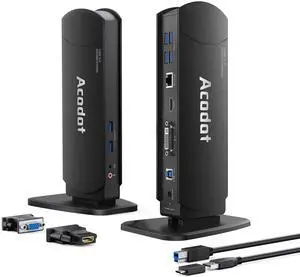 USB 3.0 Laptop Universal Docking Station Dual Monitor Dock for Windows/ Mac OS/ Surface Pro/ Surface Laptop, with Dual HDMI/ DVI/VGA, 6 USB 3.0 Ports, Gigabit Ethernet, Audio USB 3.0 Laptop Universal Docking Station Dual Monitor Dock for Windows/ Mac OS/ Surface Pro/ Surface Laptop, with Dual HDMI/ DVI/VGA, 6 USB 3.0 Ports, Gigabit Ethernet, Audio