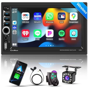 Wireless Apple CarPlay Double Din,7" Car Bluetooth 5.2,FM Car Radio,IPS 1024*600 Touch Screen Car Stereo,Backup Camera,Android Auto,DSP Subwoofer,USB,SWC,MIC,Car Audio Receiver,Car Play,178*100mm,180W Wireless Apple CarPlay Double Din,7" Car Bluetooth 5.2,FM Car Radio,IPS 1024*600 Touch Screen Car Stereo,Backup Camera,Android Auto,DSP Subwoofer,USB,SWC,MIC,Car Audio Receiver,Car Play,178*100mm,180W