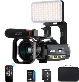 UHD 4K Video Camera IR Night Vision Vlogging Camera for YouTube Digital Zoom Recorder with Microphone, Wide Angle Lens, LED Video Light, Handheld Stabilizer, Carrying Case,64GB Memory Card UHD 4K Video Camera IR Night Vision Vlogging Camera for YouTube Digital Zoom Recorder with Microphone, Wide Angle Lens, LED Video Light, Handheld Stabilizer, Carrying Case,64GB Memory Card