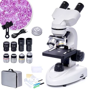 200X-5000X Binocular Compound Microscope for Adults & Students | Wide-field optics, 4 achromatic objectives, mechanical stage, coaxial focus and phone adapter for school, home and lab use 200X-5000X Binocular Compound Microscope for Adults & Students | Wide-field optics, 4 achromatic objectives, mechanical stage, coaxial focus and phone adapter for school, home and lab use