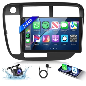 4Core+64G Car Radio for Honda Civic 1996-2001 with Wireless Carplay Android Auto, 9-Inch Touch Screen with GPS/WiFi/Bluetooth, FM RDS, Mirror Link, Backup Camera 2 din Radio for Honda 4Core+64G Car Radio for Honda Civic 1996-2001 with Wireless Carplay Android Auto, 9-Inch Touch Screen with GPS/WiFi/Bluetooth, FM RDS, Mirror Link, Backup Camera 2 din Radio for Honda