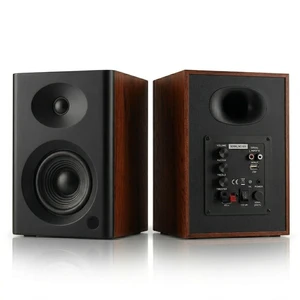 4-Inch Powered Bluetooth Bookshelf Speakers, Black Pair | 60W Active Home Audio System w/ Wooden Enclosure & Remote, for TV, Turntable, Record Player, Computer, PC, RCA/AUX Input 4-Inch Powered Bluetooth Bookshelf Speakers, Black Pair | 60W Active Home Audio System w/ Wooden Enclosure & Remote, for TV, Turntable, Record Player, Computer, PC, RCA/AUX Input