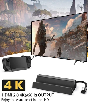 6-in-1 Docking Station for Steam Deck/ROG Ally, Steam Deck Dock with HDMI 2.0 4K@60Hz Gigabit, 1000Mbps Ethernet, 100W PD Fast Charging and 3 USB-A 3.0 USB-C Port for Valve Steam Deck OLED 6-in-1 Docking Station for Steam Deck/ROG Ally, Steam Deck Dock with HDMI 2.0 4K@60Hz Gigabit, 1000Mbps Ethernet, 100W PD Fast Charging and 3 USB-A 3.0 USB-C Port for Valve Steam Deck OLED