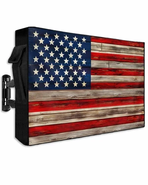 Rustic American Flag Outdoor TV Cover Waterproof & Weatherproof TV Covers with Roll Up Front Flat for 40-43 Inch, Red Blue Outside Zipper TV Screen Protector Enclosure with Remote Control Pocket Rustic American Flag Outdoor TV Cover Waterproof & Weatherproof TV Covers with Roll Up Front Flat for 40-43 Inch, Red Blue Outside Zipper TV Screen Protector Enclosure with Remote Control Pocket