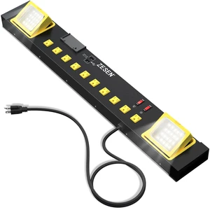 Heavy Duty Metal 10 Outlets Long Power Strip with LED Worklight, Black | Wall Mount Workbench Multi-Outlets Power Strip with 4ft 14/3 AWG Cord, 2 USB Ports ETL Listed for Home Office Garage Workshop Heavy Duty Metal 10 Outlets Long Power Strip with LED Worklight, Black | Wall Mount Workbench Multi-Outlets Power Strip with 4ft 14/3 AWG Cord, 2 USB Ports ETL Listed for Home Office Garage Workshop