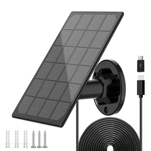 Solar Panel for Outdoor Camera, IP66 Waterproof Solar Charger, Continuous Solar Power Supply for Security Cameras, with 10ft Cable Type-C Port & Micro USB Adapter Solar Panel, 360° Adjustable Bracket Solar Panel for Outdoor Camera, IP66 Waterproof Solar Charger, Continuous Solar Power Supply for Security Cameras, with 10ft Cable Type-C Port & Micro USB Adapter Solar Panel, 360° Adjustable Bracket