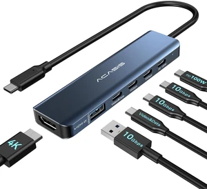 USB C Splitter with 4K@60Hz Video Output, USB C Hub 10Gbps with 1xHDMI, 1xUSB C Video Output for Portable Monitor, 3xUSB C 10Gbps,100W PD, Multiport Adapter Splitter for Dell/HP/Mac Pro/Samsung USB C Splitter with 4K@60Hz Video Output, USB C Hub 10Gbps with 1xHDMI, 1xUSB C Video Output for Portable Monitor, 3xUSB C 10Gbps,100W PD, Multiport Adapter Splitter for Dell/HP/Mac Pro/Samsung