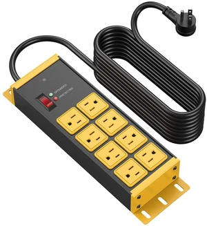 12 Gauge Long Extension Cord with Multiple Outlets, Yellow, 50FT. | Heavy Duty Wall Mount Power Strip, Wall Flat Plug Extender, Grounding, Appliance, Garage Outdoor Surge Protector 12 Gauge Long Extension Cord with Multiple Outlets, Yellow, 50FT. | Heavy Duty Wall Mount Power Strip, Wall Flat Plug Extender, Grounding, Appliance, Garage Outdoor Surge Protector