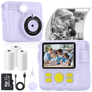 Instant Print Camera for Kids with 3 Rolls of Printer Paper, 1080P Toddler Digital Camera Toys for Age 3-12 with 32GB SD Card, Christmas & Birthday Gifts for 3 4 5 6 7 8 Year Old Girls & Boys (Purple) Instant Print Camera for Kids with 3 Rolls of Printer Paper, 1080P Toddler Digital Camera Toys for Age 3-12 with 32GB SD Card, Christmas & Birthday Gifts for 3 4 5 6 7 8 Year Old Girls & Boys (Purple)