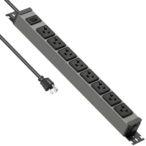 Heavy Duty Power Strip Wall Mount, 20 Amp Surge Protector 1200J Metal 8 Outlet Under Desk Mounted 20A, Garage Power Table Socket Industrial Outlets 6-20R T-Slot, 6FT 12AWG Extension Cord Heavy Duty Power Strip Wall Mount, 20 Amp Surge Protector 1200J Metal 8 Outlet Under Desk Mounted 20A, Garage Power Table Socket Industrial Outlets 6-20R T-Slot, 6FT 12AWG Extension Cord
