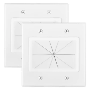 2 Gang Wall Plate White 2 Pack, Silicone Cable Pass Through Wall Plate for Power Cable, Audio Video and Ethernet Cable, Speaker Wire Management | Silicone Cable Pass Through, in Wall Cable Hider for P 2 Gang Wall Plate White 2 Pack, Silicone Cable Pass Through Wall Plate for Power Cable, Audio Video and Ethernet Cable, Speaker Wire Management | Silicone Cable Pass Through, in Wall Cable Hider for P