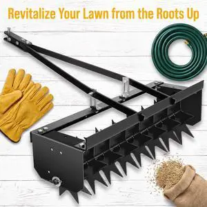 32 Inch Rolling Lawn Aerator, Manual Push & Tow Behind Lawn Aerator Tool Roller with 8 Spikes, Lawn Aerating Tool for Lawn, Yard, Patio & Garden - Black 32 Inch Rolling Lawn Aerator, Manual Push & Tow Behind Lawn Aerator Tool Roller with 8 Spikes, Lawn Aerating Tool for Lawn, Yard, Patio & Garden - Black
