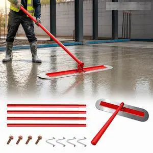 48''x12'' Bull Float Concrete Tool with 4 Combinable Handles Adjustable Concrete Bull Float for Concrete Finishing, Aluminum Alloy Concrete Float, Red 48''x12'' Bull Float Concrete Tool with 4 Combinable Handles Adjustable Concrete Bull Float for Concrete Finishing, Aluminum Alloy Concrete Float, Red