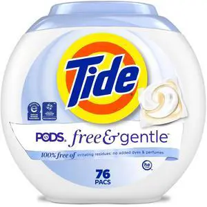 PODS Free & Gentle laundry detergent, 76 ct, Trusted, gentle laundry detergent pods, 100% free of irritating residues: no added dyes and perfumes PODS Free & Gentle laundry detergent, 76 ct, Trusted, gentle laundry detergent pods, 100% free of irritating residues: no added dyes and perfumes