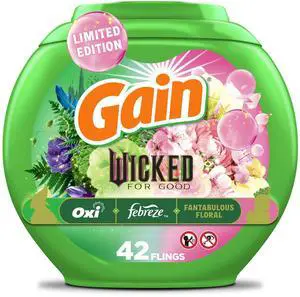 Flings! "Wicked: For Good" Limited Edition Laundry Detergent Pacs, 42 Count, Fantabulous Floral Scent, 3 in 1 HE Detergent Pacs with Oxi Boost and Febreeze Flings! "Wicked: For Good" Limited Edition Laundry Detergent Pacs, 42 Count, Fantabulous Floral Scent, 3 in 1 HE Detergent Pacs with Oxi Boost and Febreeze