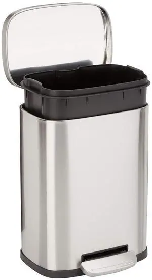 MINI Trash Can, 1.32 Gallon (5L) Smudge Resistant Rectangular Bin with Soft-Close Lid, Step Foot Pedal, Removable Inner Bucket, Brushed Stainless Steel, for Bathroom, Satin Nickel Finish MINI Trash Can, 1.32 Gallon (5L) Smudge Resistant Rectangular Bin with Soft-Close Lid, Step Foot Pedal, Removable Inner Bucket, Brushed Stainless Steel, for Bathroom, Satin Nickel Finish