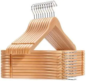 20 Pack Natural Wooden Shirt Hangers, Premiun Wood Coat Hangers Without bar, Clothes Hangers for Jacket, Bridal (Natural, 20) 20 Pack Natural Wooden Shirt Hangers, Premiun Wood Coat Hangers Without bar, Clothes Hangers for Jacket, Bridal (Natural, 20)