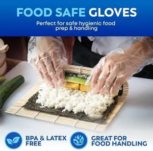 Disposable Plastic Gloves 100 Pack Food Safe, BPA & Latex-Free HDPE Cryogenic Gloves for Cooking, Food Prep, Kitchen Use, Serving & Crafts Clear, Single-Use, Comfortable Fit Disposable Plastic Gloves 100 Pack Food Safe, BPA & Latex-Free HDPE Cryogenic Gloves for Cooking, Food Prep, Kitchen Use, Serving & Crafts Clear, Single-Use, Comfortable Fit