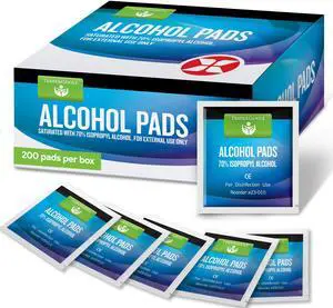 Alcohol Prep Pads - 200 Sterile Alcohol Wipes Individually Wrapped - Saturated with 70% Isopropyl - For Home, First Aid Kits, and Medical Use Alcohol Prep Pads - 200 Sterile Alcohol Wipes Individually Wrapped - Saturated with 70% Isopropyl - For Home, First Aid Kits, and Medical Use
