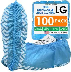 Blue Indoor Disposable Shoe Covers - Disposable Non Slip Boot Covers - Indoor Reusable Booties - Treads - Water Resistant - 100 Pack, Large Blue Indoor Disposable Shoe Covers - Disposable Non Slip Boot Covers - Indoor Reusable Booties - Treads - Water Resistant - 100 Pack, Large