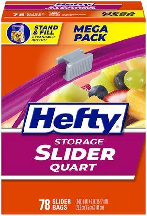 Slider Storage Bags, Quart Size, 78 Count Slider Storage Bags, Quart Size, 78 Count